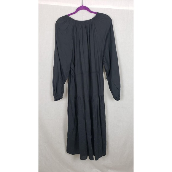 Old Navy Dress XL Black Ditsy Floral Boho Peasant Cottagecore Midi Tiered - Picture 2 of 5